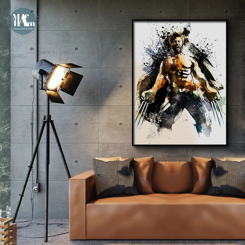 

Wolverine cartoon Figure wall art Canvas posters Painting Print watercolor Abstract Posters for Living Room Morden Home Decor