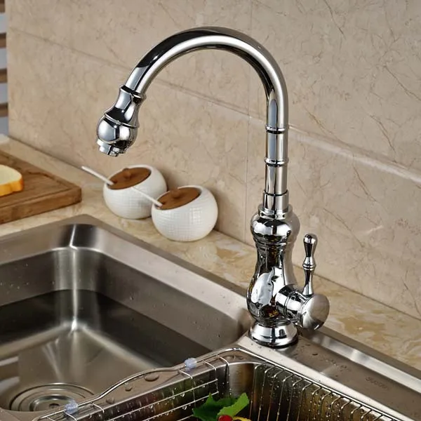 Best Quality Contemporary Chrome Brass Kitchen Faucet Vessel Sink Mixer Tap Deck Mounted Hot and Cold Water