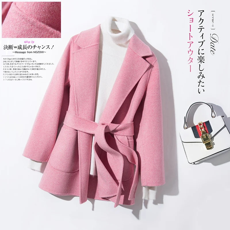 Winter Women Wool V-Neck Short Coats JECH 2018 Popular Fashion Casual Wool Multi-color Coat Female Coat Top Grade Coat Female