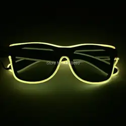 Ярко-желтый EL Провода мигает Солнцезащитные очки для женщин с темно-объектив Оригинальные светильники Neon Glow света для фестиваля вечеринок
