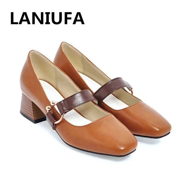 

Sexy Women High Heels Wedding Shoes women Ladies casual Square Toe Slip-On Platform Square heel pumps Office shoes mujer #718