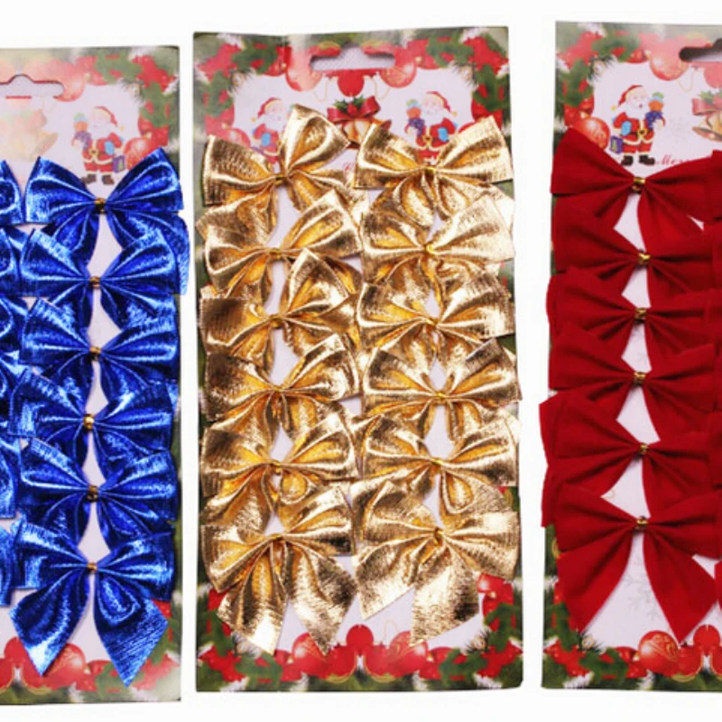 

12PCs/ Pack Christmas Tree Decorations Baubles Tree Bows Ornament Kerst New Year Natal Navidad Christmas Bows For Home