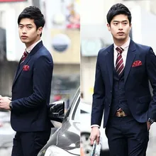 Двухкнопочный лацкан Terno Masculino(куртка+ брюки-жилет) Высокое качество Привлекательные мужские костюмы из 4 предметов