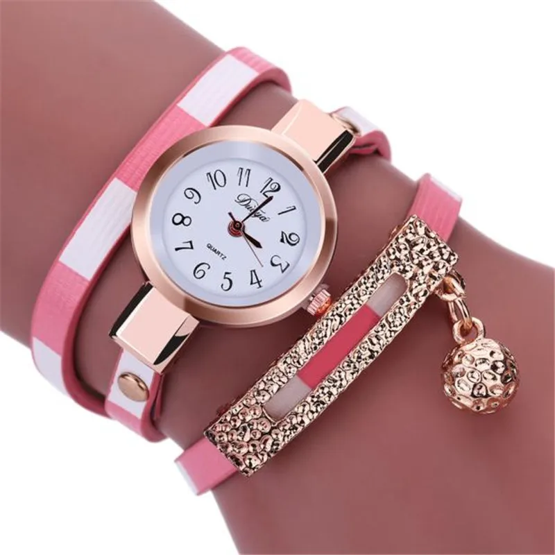 

Women Watches 2019 Relogio Feminino PU Leather Rose Golden Rivet Chain Quartz Wristwatch Bracelet Watch Women Montre Femme Gift