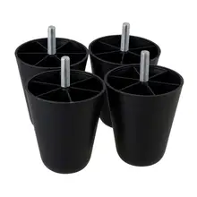 Черные пластиковые круглые конические ножки для мебели с резьбовым хвостовиком для дивана упаковка из 4