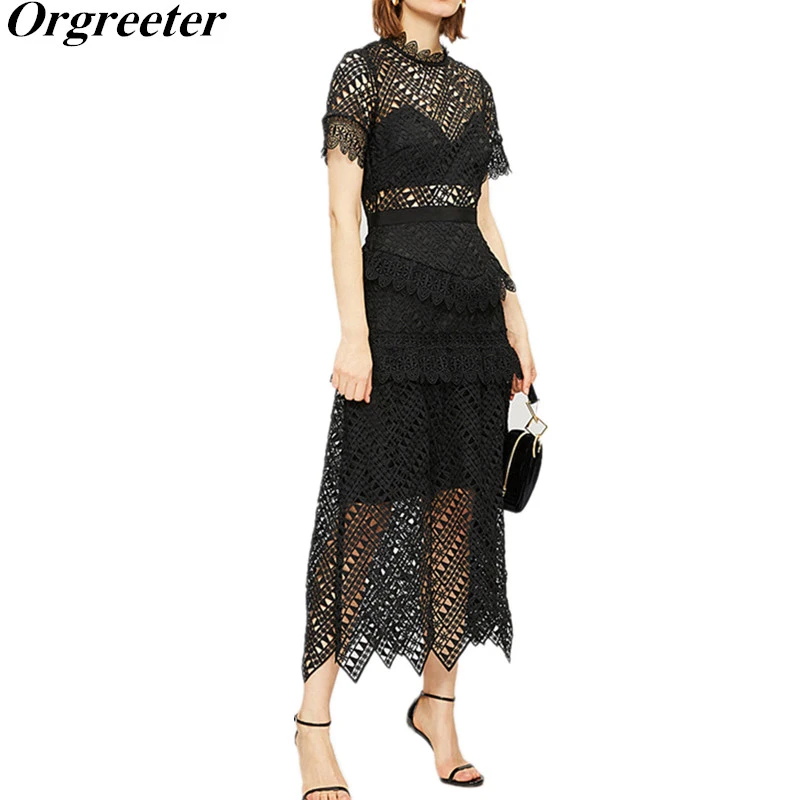 self portrait triangle lace dress