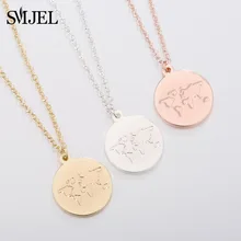 SMJEL Персонализированная Карта Мира Ожерелье Мужчины Женщины из