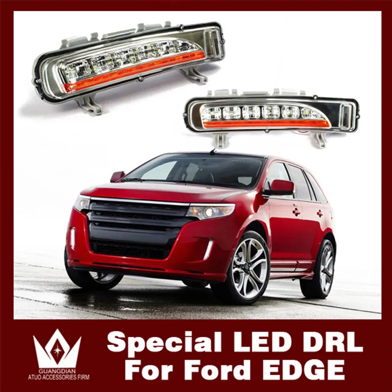 

With Yellow Turning Function Chromed ABS Cover 12V Car DRL LED Daytime Running Light For Ford Edge 2009 2010 2011 2012 2013 2014