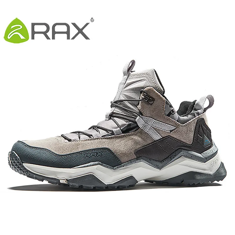 Rax треккинговые ботинки мужские водонепроницаемые треккинговые ботинки легкие дышащие уличные спортивные кроссовки для мужчин альпинистская кожаная обувь - Цвет: light grey417