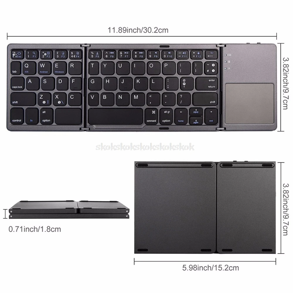 

Wireless Bluetooth Keyboard Foldable Touchpad Dual Mode USB Wired Rechargable Portable for Windows IOS Phone Tablet PC A03 19