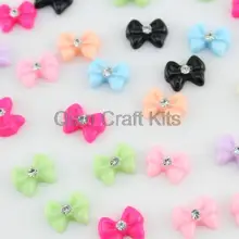 200 шт смешанные цвета лук w/кристаллический центр Кабошоны(11 мм) декор для сотового телефона, аксессуары для волос, украшение, сделай сам