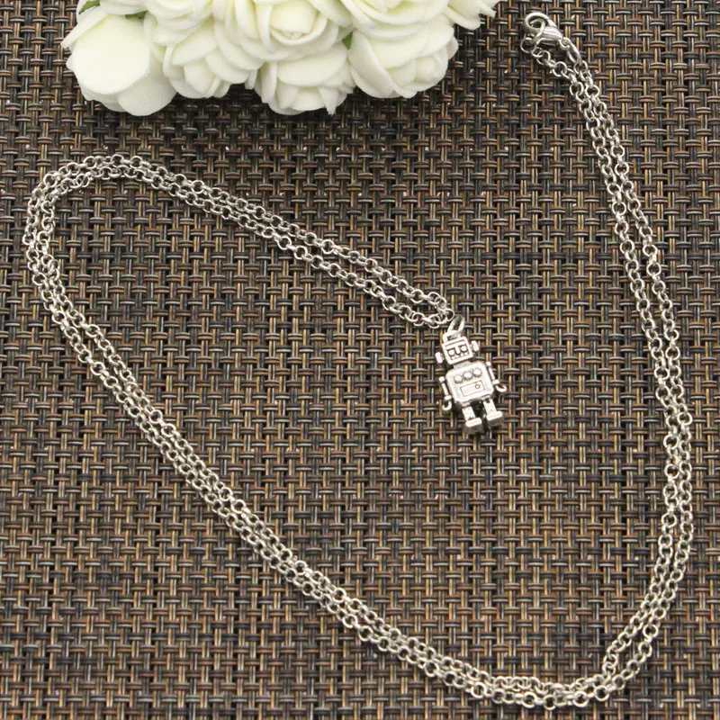 

New Fashion Tibetan Silver Pendant mechanic robot Choker Charm Short Long DIY Necklace Factory Price Handmade jewelry