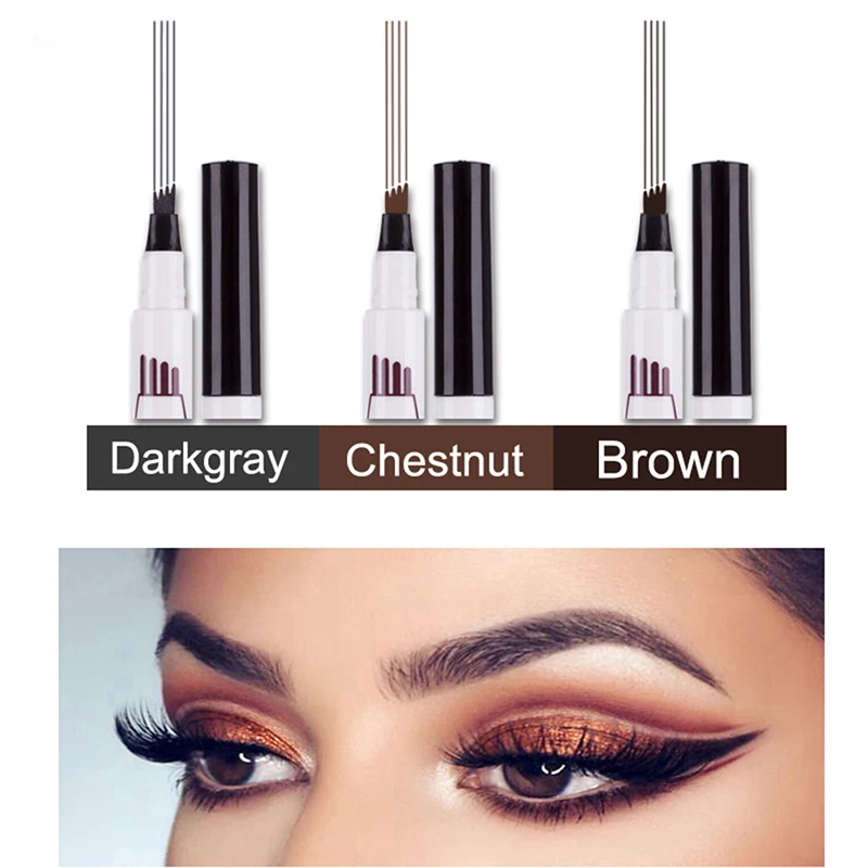 

Waterproof Fork Tip Eyebrow Tattoo Pen 4 Head Fine Sketch Liquid Eyebrow Enhancer Dye Tint Pen New Eyebrow Pencil