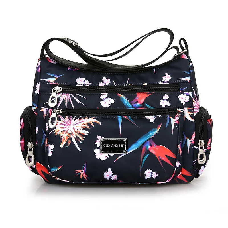 Fashion Shoulder Bag For Women Waterproof Nylon Lightweight flowers Messenger Bag Cute Fresh ...