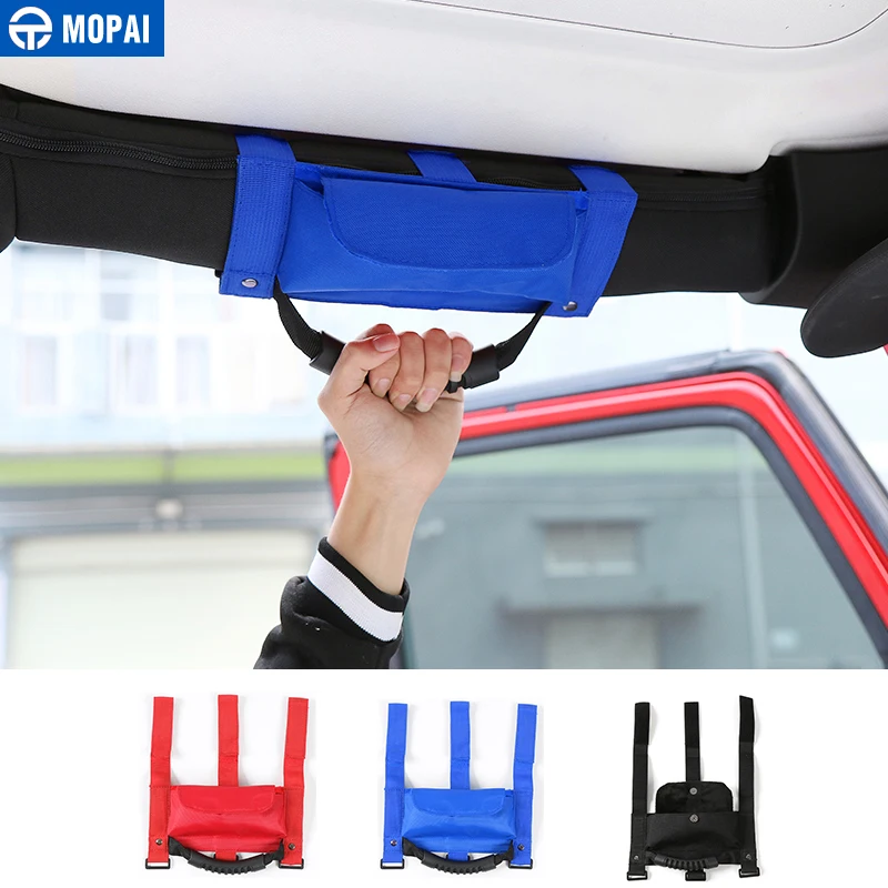 MOPAI ABS Oxford Car font b Interior b font Armrest Sticker Grab Handles With Storage Bag