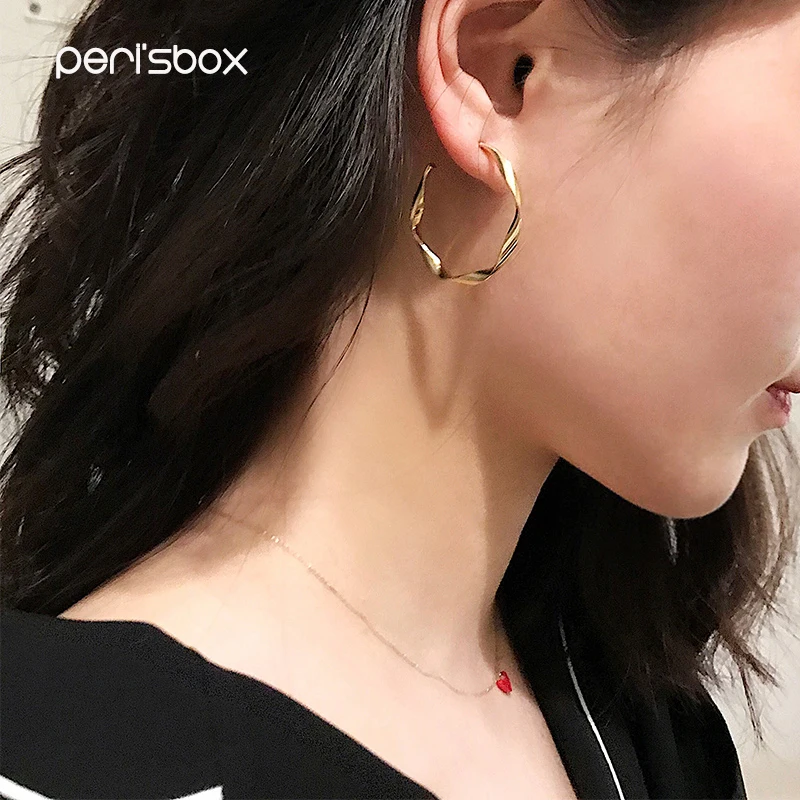 Peri'sbox минималистские круглые витые серьги кольца для женщин Бохо