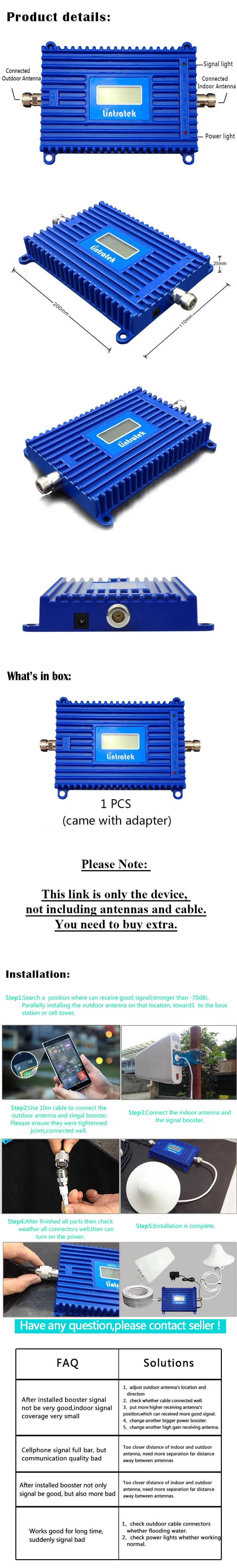 Lintratek Усилитель сотового телефона 3g UMTS 850mhz lcd дисплей CDMA 850mhz усилитель 70dB усиление GSM повторитель 850mhz цена