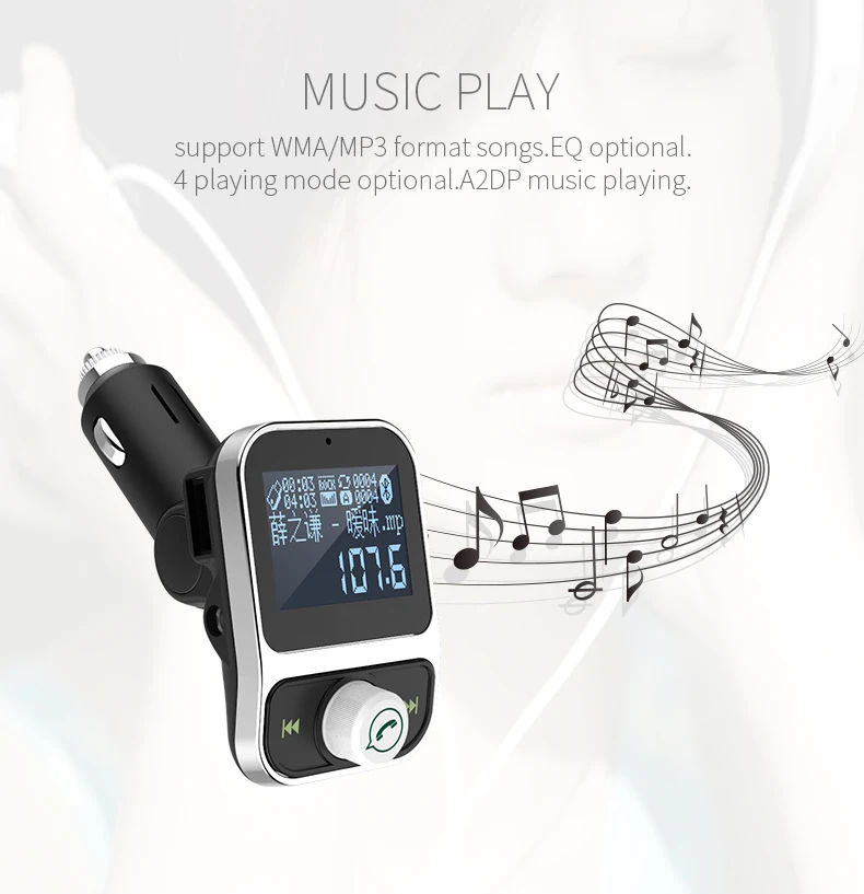 

SZYSGSD FM Transmitter Blue tooth FM Modulator Dual USB TF Port Quick Charge 3.1A Charger Handsfree Car Kit MP3 Music Player