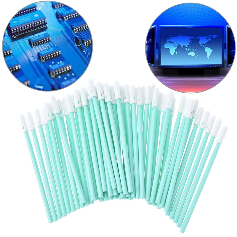 

Total 100 pcs Foam Tip Cleaning Swabs Sponge Stick for Inkjet Printer, Printhead, Camera, Cleanroom, Optical Lens, Detailing
