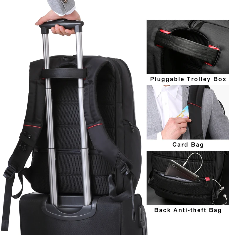 Kingsons 15 &quot17" рюкзак для ноутбука Внешний USB зарядка компьютера рюкзаки