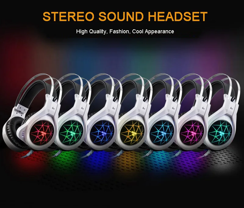 NUOXI Gaming Headphones for Mobile Phone Computer PC 3.5mm Wired Headphones with Microphone LED Lamp Noise Canceling Headset