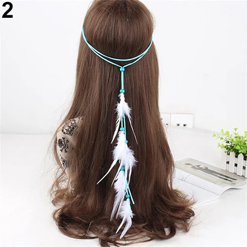 Hippie Hair Accessories Women Fashion Bohemian Handmede Feather