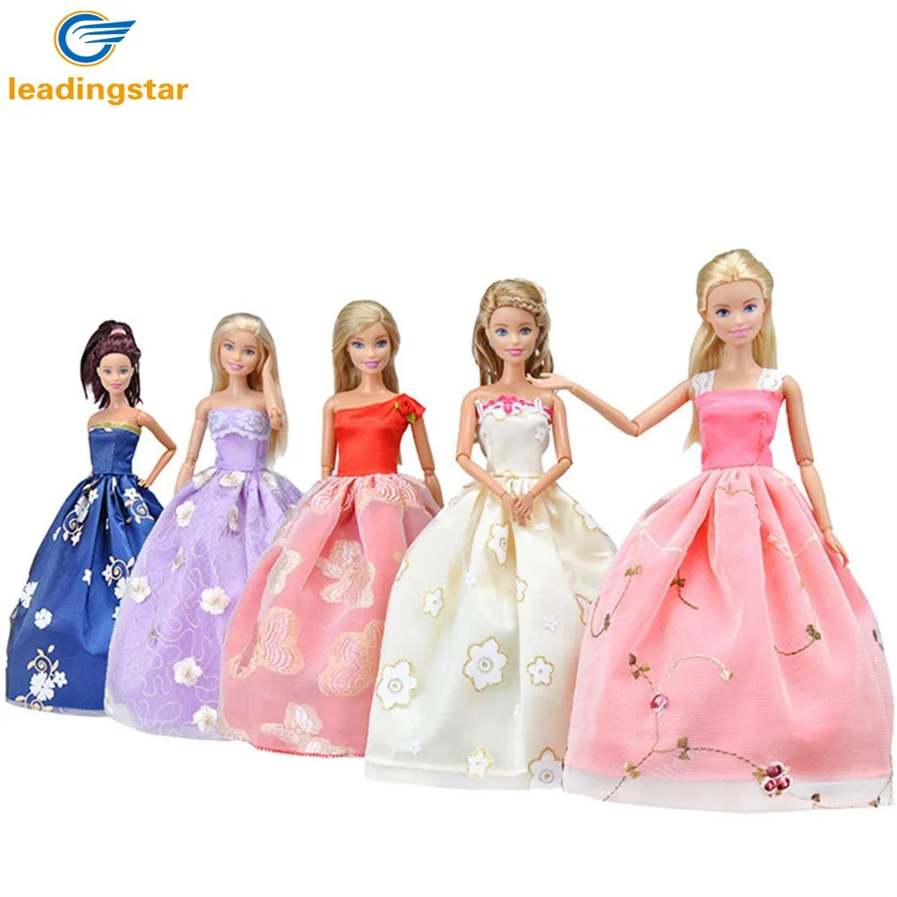 

LeadingStar 2017 HOT Handmade Doll Clothes 5 Pcs Printing Swing Skirt Princess Dresses for Barbie Dolls zk30