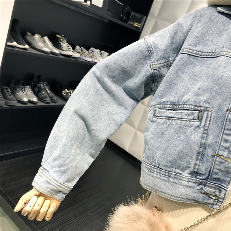 Jeans À Longues Printemps Filles Jean Streetwear Lady Bouton De Manches Court Manteau Ample Veste Manteaux Rétro Outwear Denim 2019 Bleu Revers Femme 0qnFwxOX