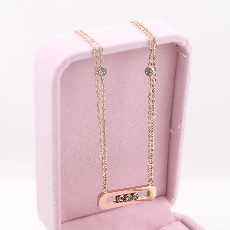 Очаровательное женское ожерелье из нержавеющей стали цвет розового золота длина