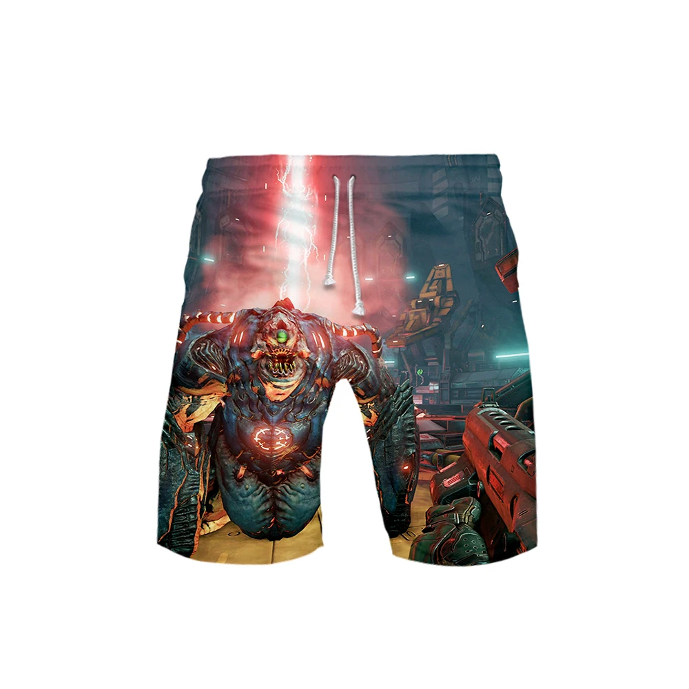 Горячая стрельба игра Doom вечная доска 3D печать шорты мужские шорты летние шорты для пляжного досуга Детские крутые шорты Doom Eternal