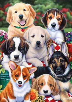 

DIY Dog diamond painting labrador family diamond embroidery full round dog group rhinestone diamond mosaic christmas gifts