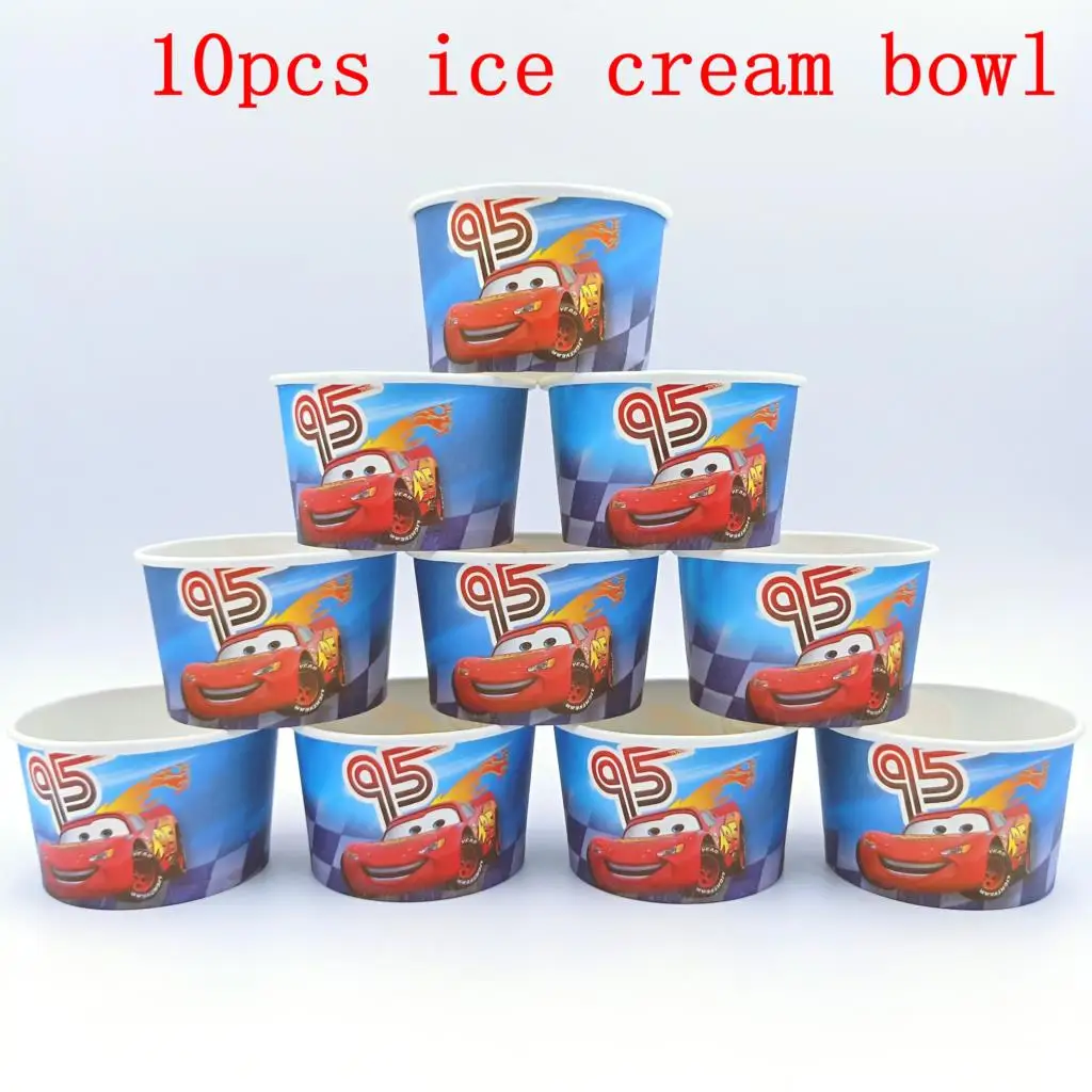 

10pcs/lot Disney Lightning Mcqueen Theme Ice Cream Cups Baby Shower Party Supplies Ice Cream Bowl Kids Birthday Party Decoration