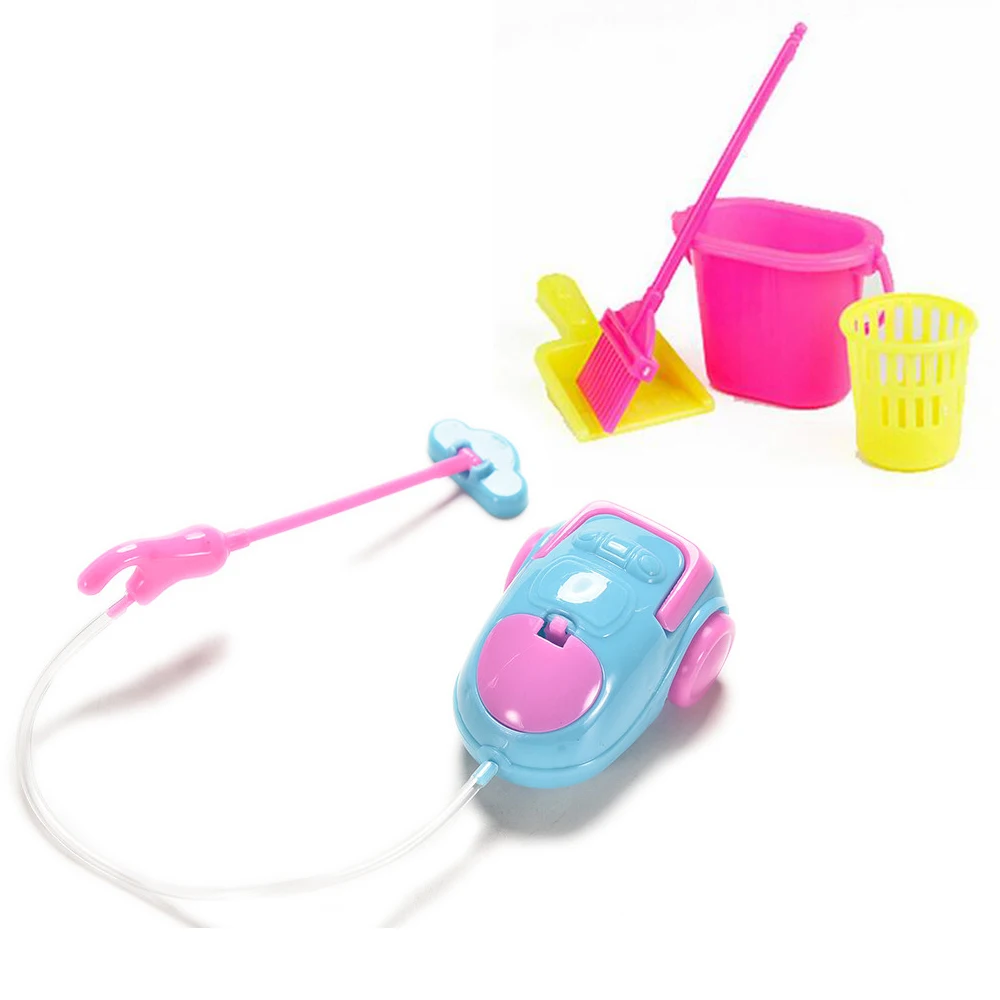 NK One Set Doll Accessories Plastic dolls Cleaning Kit for Girl Household cleaning tools For
