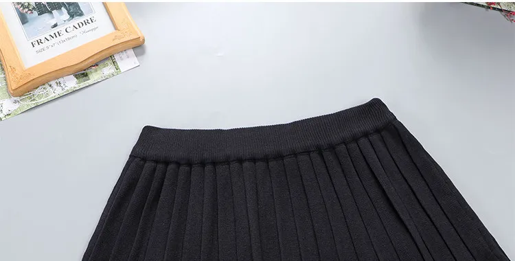 Новая весенне-осенняя Женская юбка-свитер полосатая плиссированная юбка Студенческая эластичная трикотажная юбка с высокой талией трапециевидная короткая юбка AB1245
