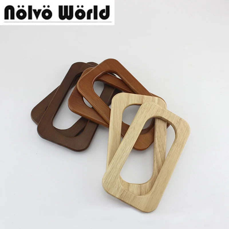 

30 pairs=60 pieces,3 colors accept mix,16.5X9.5cm Bulk order Fast Ship Solid Wood Summer purse bags rectangle woods handle