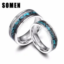 1 шт., 6 мм, 8 мм, синее кольцо для мужчин, обручальное кольцо, черное серебро, инкрустация нитью, титановые кольца для женщин, парные ювелирные изделия, удобная посадка