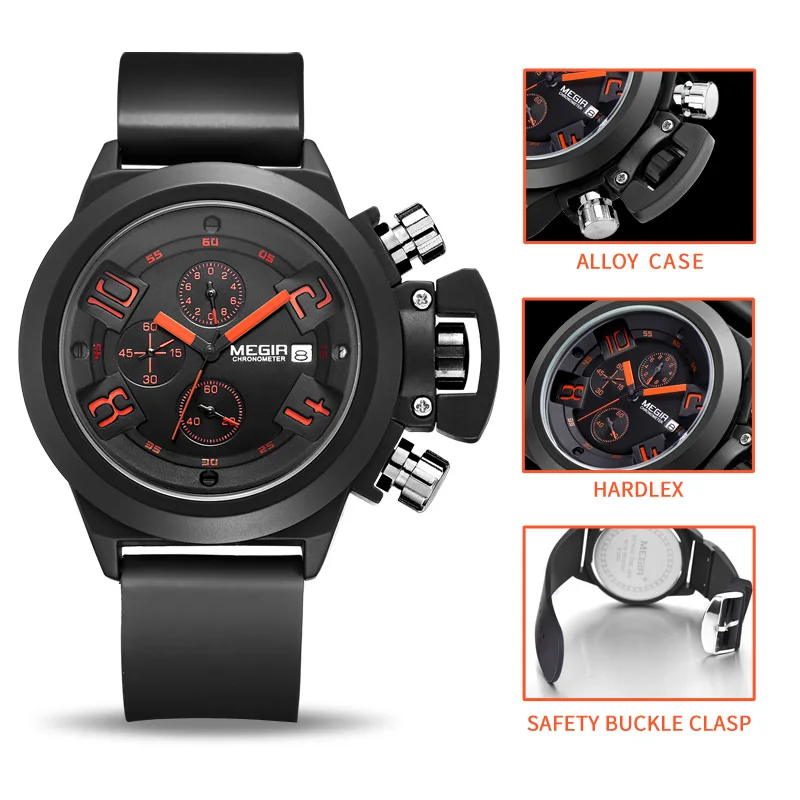 Kaufen MEGIR Kreative Männer Sport Uhr Top Marke Luxus Armee Militär Uhren Uhr Männer Chronograph Quarz Armbanduhr Relogio Masculino