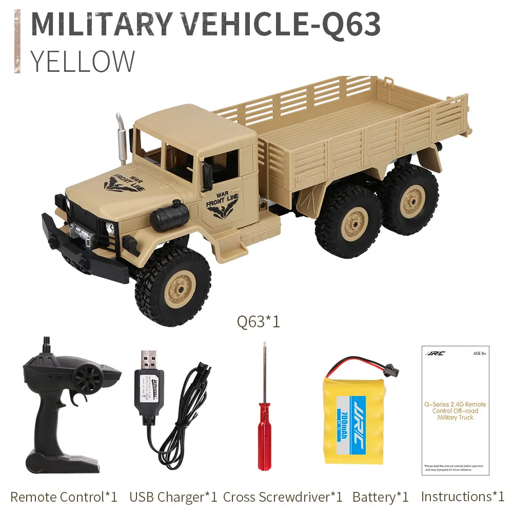 JJRC Q62 Q63 Q64 1:16 RC 2,4G 4WD/6WD радиомашина отслеживается внедорожный военный грузовик RTR Радиоуправляемая машина игрушки для детей