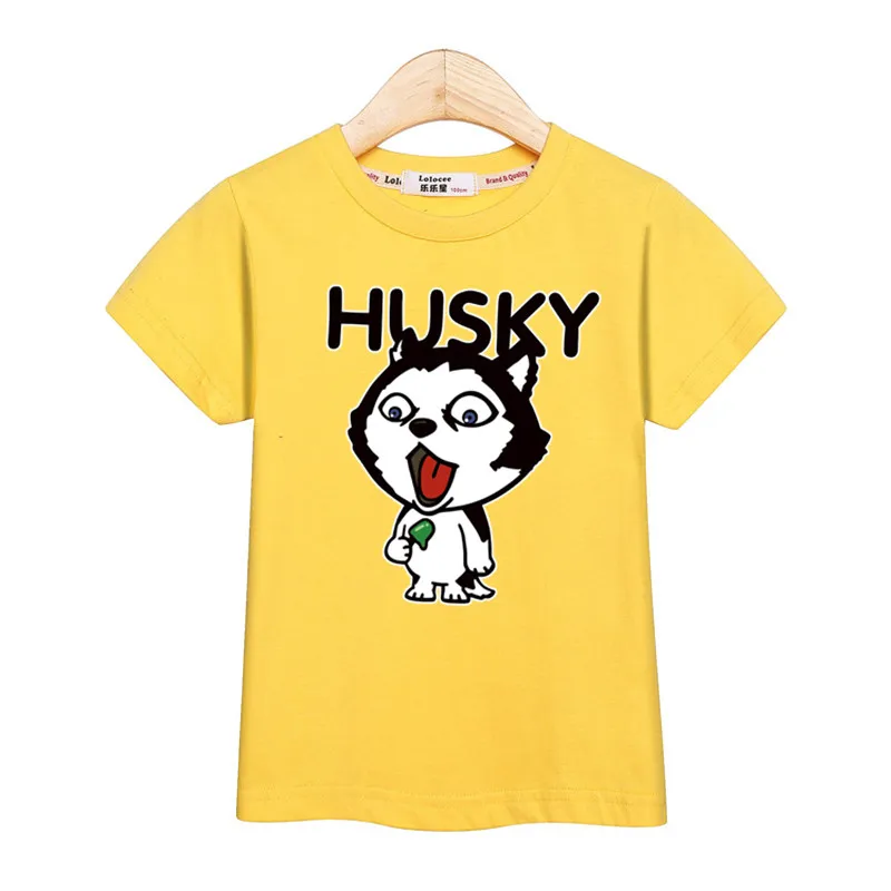 Get you fashion baby boys tops cute huskies kids clothes girls fashion t-shirt cartoon dog print kid tees summer cotton shirt - Цвет: Yellow1