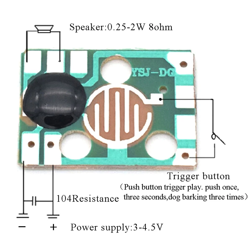 5 шт./лот, звуковой модуль, триггер, собака, животные, лай, музыкальный чип 3 В, голосовой модуль Yelp для DIY/игрушки