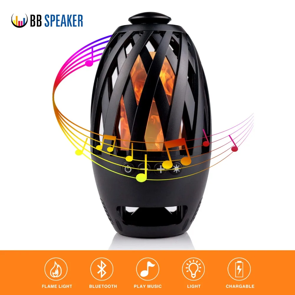 

LED Flame Lamp Wireless bluetooth speaker Touch LED Night Light Warm Yellow Dancing for Outdoor Night Party Portable Flame Lamp