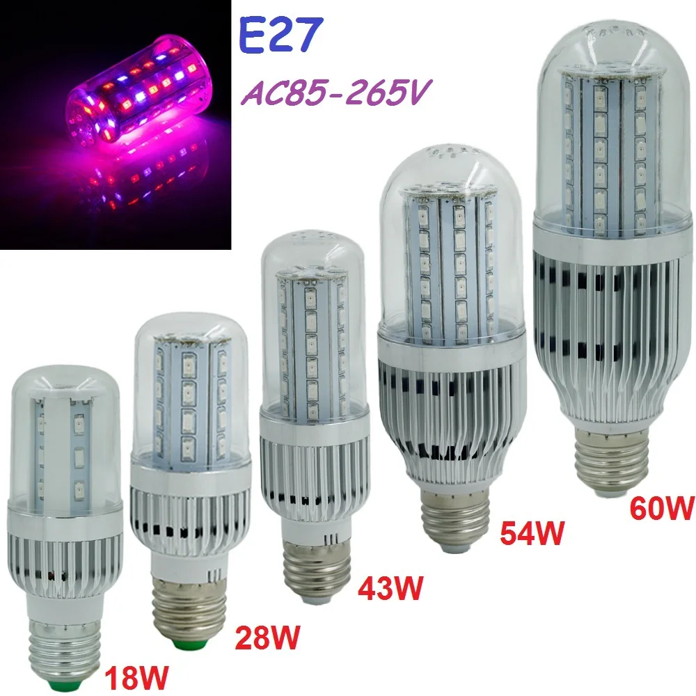 18W/28W/43W/54W/60W E27 AC85 265V LED Corn Grow Light Lamp