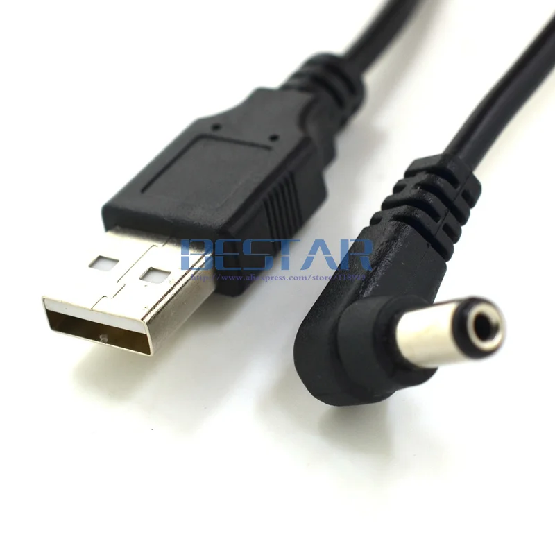 USB 2,0 к DC 5,5 мм/2,1 мм 5,5*2,1 мм 5,5x2,1 трубчатый 5 вольт DC бочонок разъем питания зарядный кабель 1 м локоть Прямоугольный дизайн