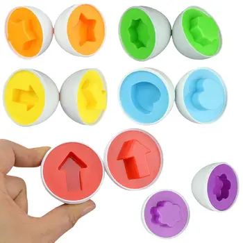 

6 Set Matching Smart Twisted Eggs Essential Learning Education toys Mixed Shape Wise Pretend Smart Classified toy For Kids Baby