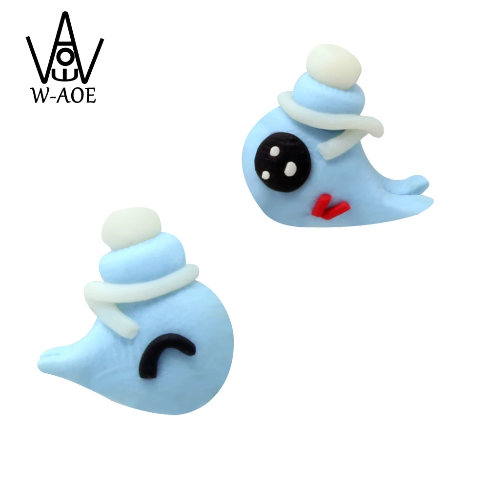 Cute Blue Cartoon Fish Stud Earrings Polymer Clay Animals Earrings for Girls Daughter