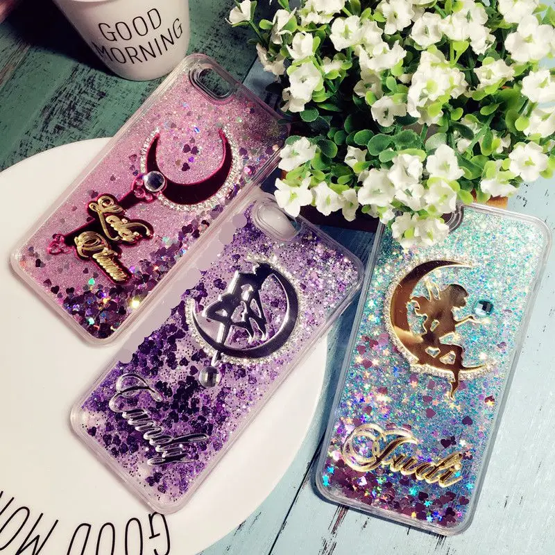 

Fancy Particular Unique Custom name letter liquid pretty girl phone case FOR Huawei p8 p9 p10 p20 mate10 20 pro lite 2017 plus