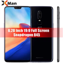 Купить онлайн Oneplus 6 мобильный телефон 6 ГБ/8 ГБ Оперативная память 64 ГБ/128 ГБ/256 ГБ Встроенная память 6,28 «NFC ДВОЙНОЙ Camrea 20 + 16 Мп Snapdragon 845 Octa Core Android 8,1