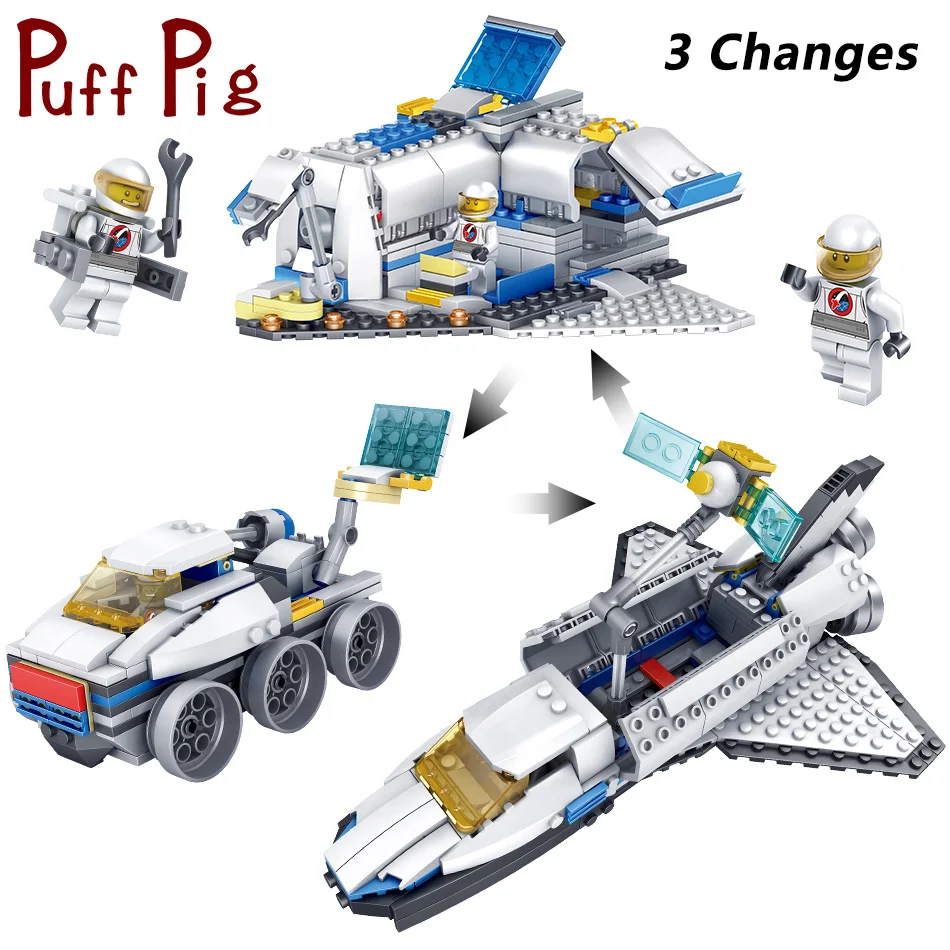 

PuffPig 305PCS Plane Models Blocks Children Educational Toys For Kid legorreta Space Station Technician Bricks City Base Figures