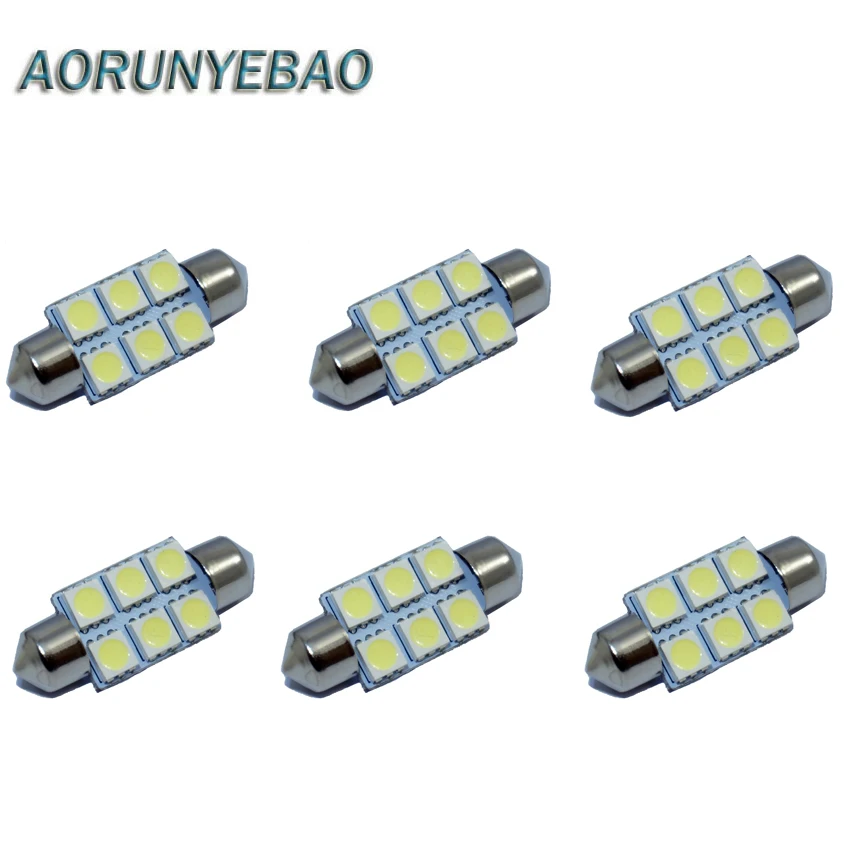 AORUNYEBAO 6 шт. супер яркий белый гирлянда 31 мм 36 39 41 Led 5050 SMD купольный карта
