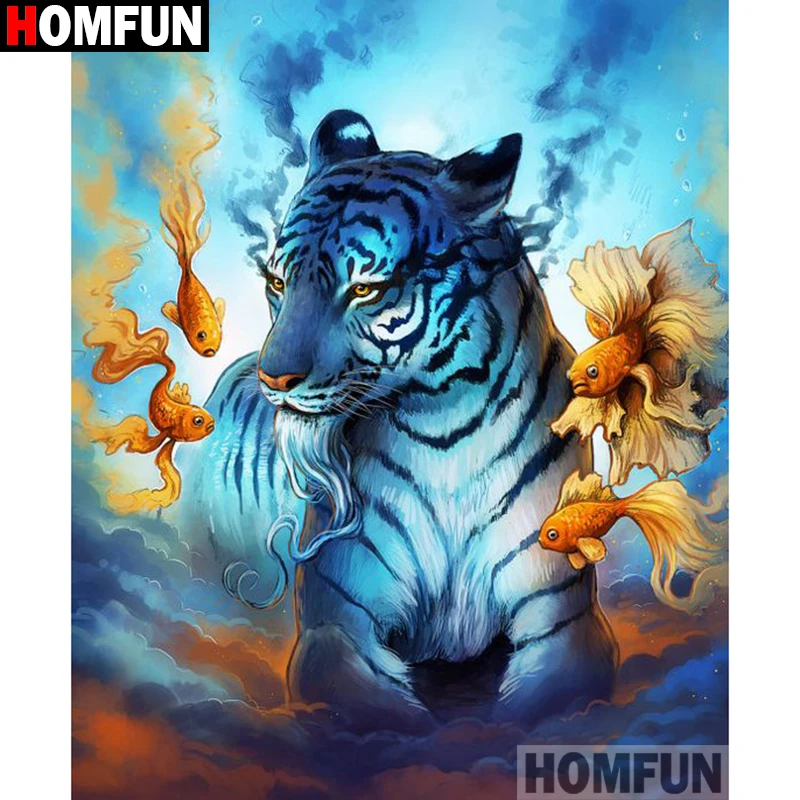 

HOMFUN Full Square/Round Drill 5D DIY Diamond Painting "Tiger fish" 3D Diamond Embroidery Cross Stitch Home Decor A19249